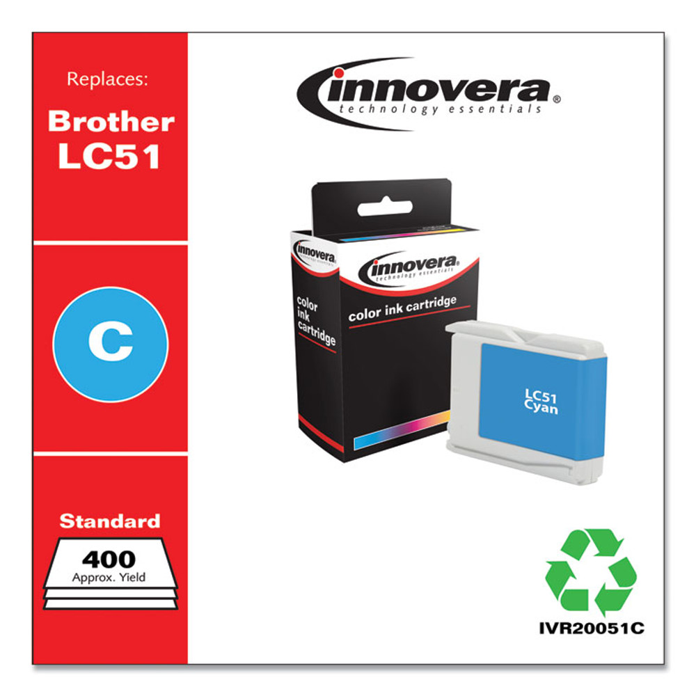INNOVERA 20051C Remanufactured Cyan Ink, Replacement for LC51C, 400 Page-Yield