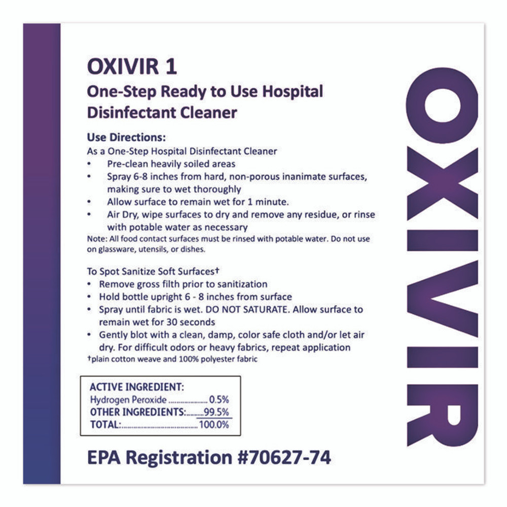 DIVERSEY 4277285 Oxivir TB One-Step Disinfectant Cleaner, 32 oz Bottle, 12/Carton