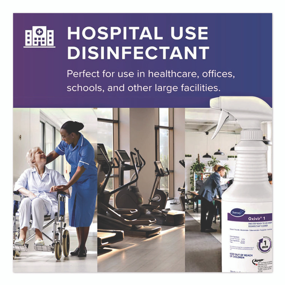 DIVERSEY 4277285 Oxivir TB One-Step Disinfectant Cleaner, 32 oz Bottle, 12/Carton