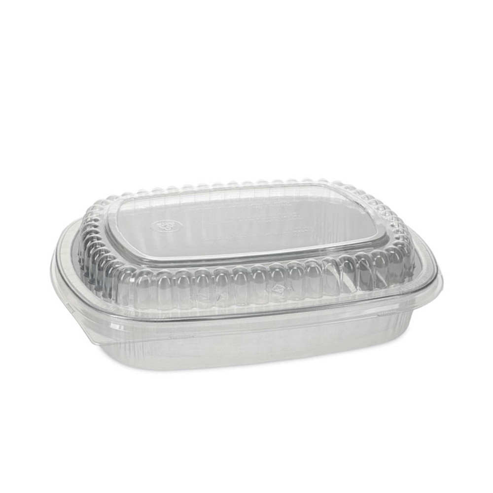 PACTIV EVERGREEN CORPORATION Y6710PWPSFG Classic Carry-Out Container, 46 oz, 9.75 x 7.75 x 1.75, Silver, Aluminum, 50/Carton