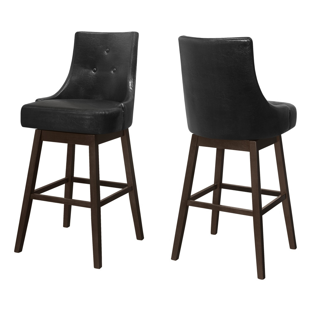 MONARCH SPECIALTIES I 1242  Ariel Swivel Barstools, Black/Espresso, Set Of 2 Barstools