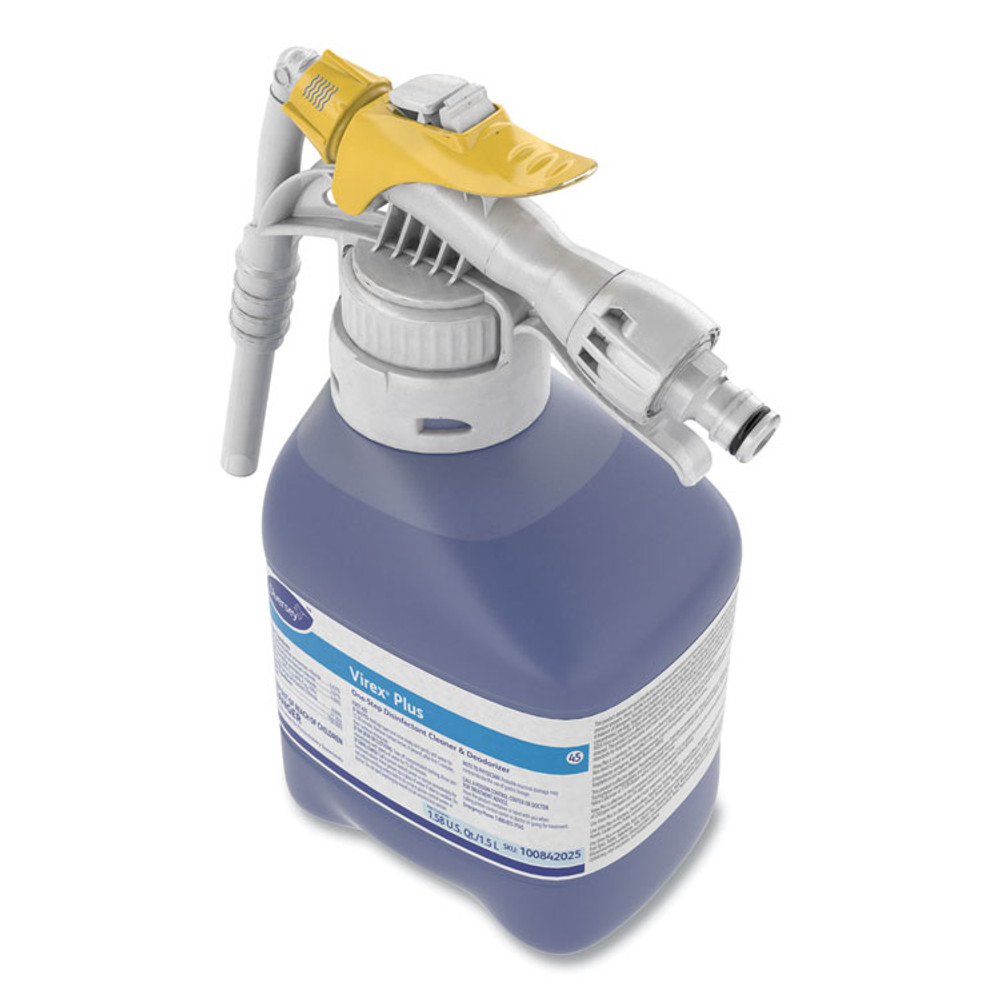 DIVERSEY 101102925 Virex Plus One-Step Disinfectant Cleaner and Deodorant, 1.5 L Closed-Loop Plastic Bottle, 2/Carton