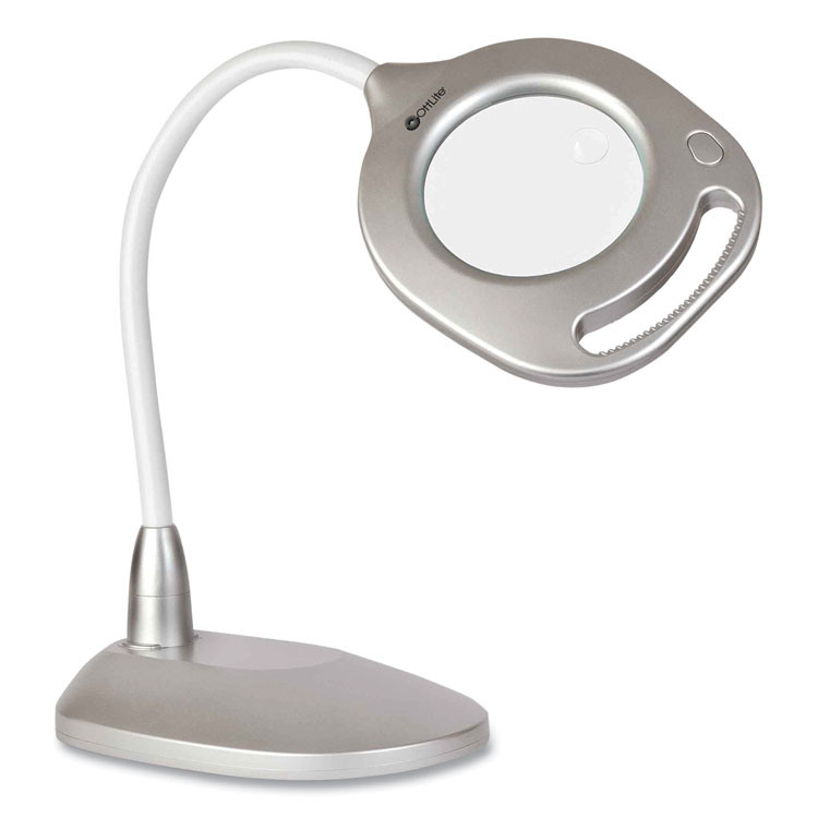 OTTLITE TECHNOLOGIES, INC 43828CSHPR 2-in-1 LED Magnifier Floor and Table Light, 39.5" High, Silver/White