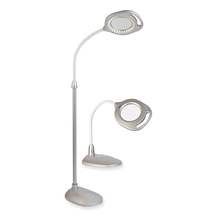 OTTLITE TECHNOLOGIES, INC 43828CSHPR 2-in-1 LED Magnifier Floor and Table Light, 39.5" High, Silver/White