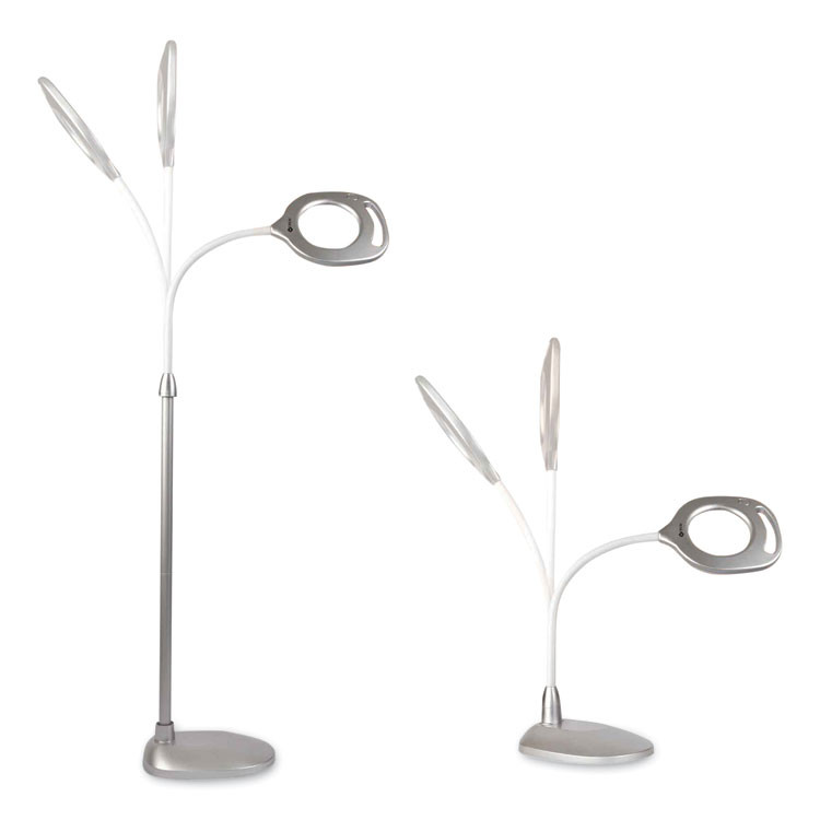 OTTLITE TECHNOLOGIES, INC 43828CSHPR 2-in-1 LED Magnifier Floor and Table Light, 39.5" High, Silver/White