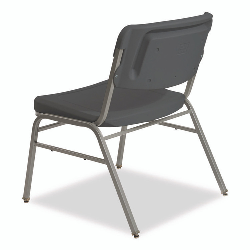 ICEBERG ENTERPRISES 64127 Rough n Ready Wide-Format Big and Tall Stack Chair, Supports 500 lb, 18.5" Seat Height, Charcoal Seat/Back, Silver Base, 4/CT