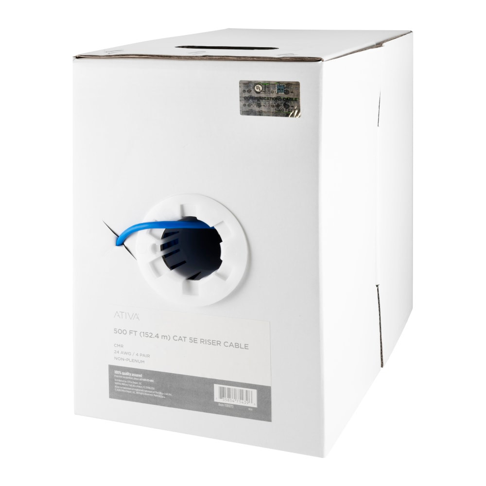 Expect reliable performance from your Ethernet-enabled devices when you use an Ativa Cat6 Non-Terminated Networking Cable. It supports high speeds to reduce buffering and improve audio and video.  Backwards compatible with Cat5 and Cat5e cables to connect Ethernet-enabled devices.  Supports speeds up to 1Gbps and rated for 250MHz for accurate data transmission with reduced buffering.  Offers clear audio and video from minimized electromagnetic interference.  In-wall rated.  Accommodates long cable runs.