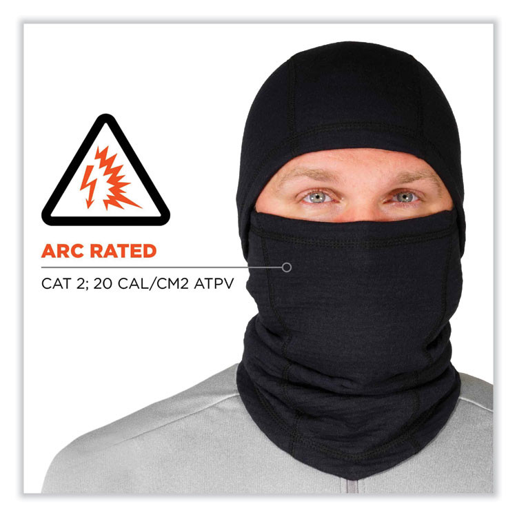 TENACIOUS HOLDINGS, INC. ergodyne® 16847 N-Ferno 6847 FR Dual Compliant Balaclava Face Mask, Polartec FR Power Grid Fleece, One Size Fits Most, Black