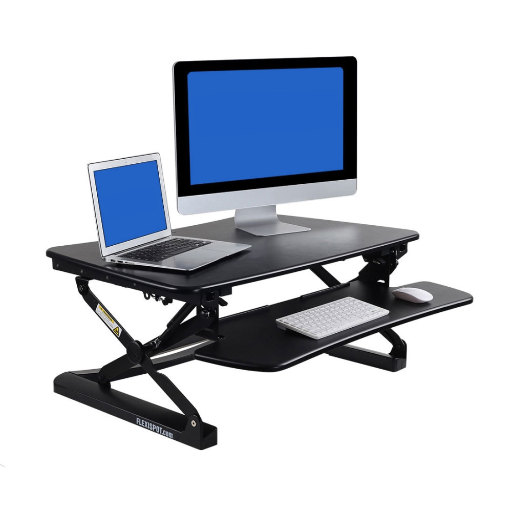 ZOXOU INC. M2B FlexiSpot M2 Height-Adjustable Standing Desk Riser With Removable Keyboard Tray, 19-3/4inH x 35inW x 23-1/4inD, Black