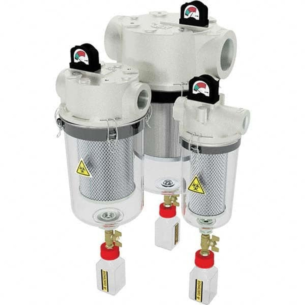 Solberg HV-UL850/1-200C FRL Combination Unit: 2 NPT, Standard, 1 Pc Inline Bacterial Vacuum Filter with Pressure Gauge