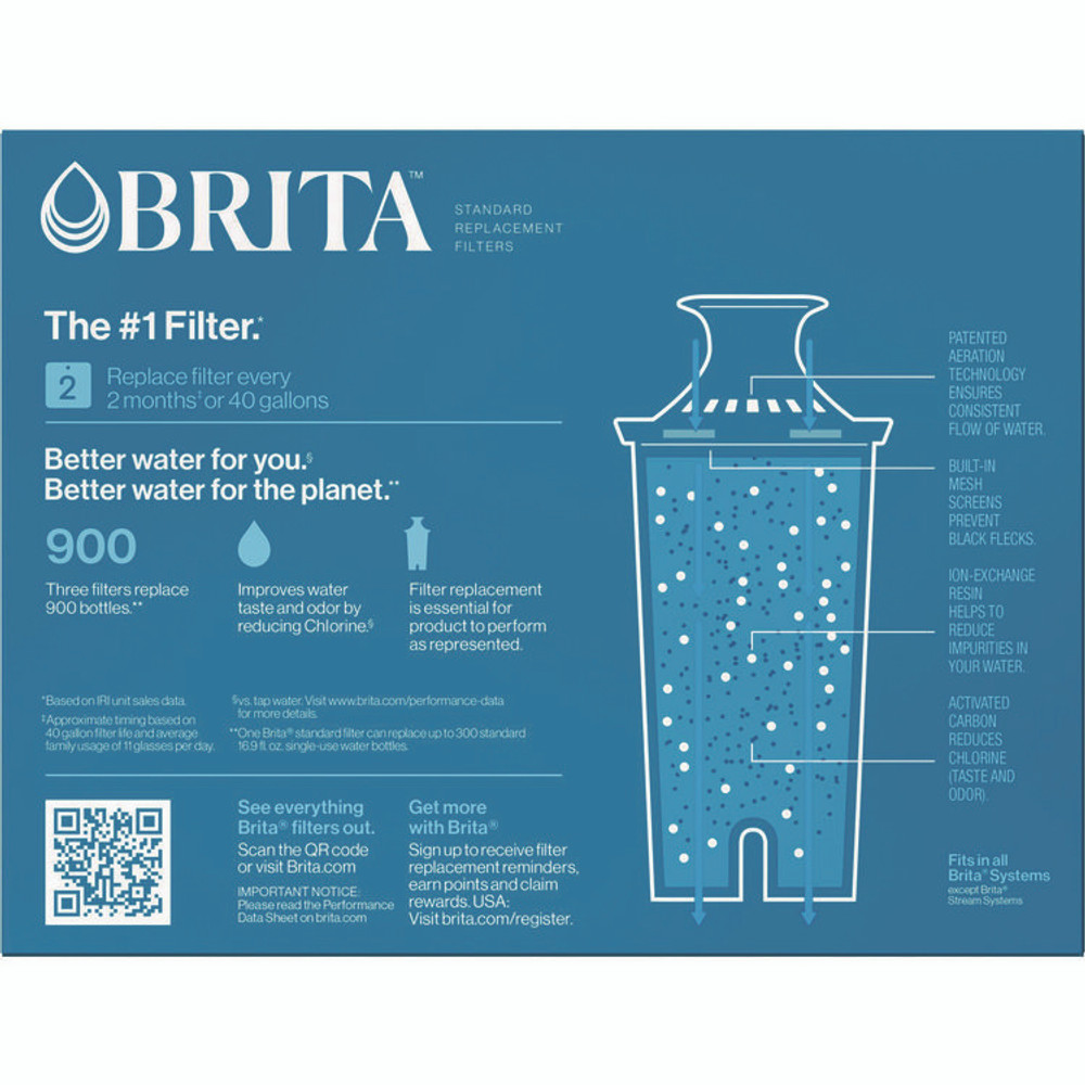 CLOROX SALES CO. Brita® 35503CT Water Filter Pitcher Advanced Replacement Filters, 3/Pack, 8 Packs/Carton