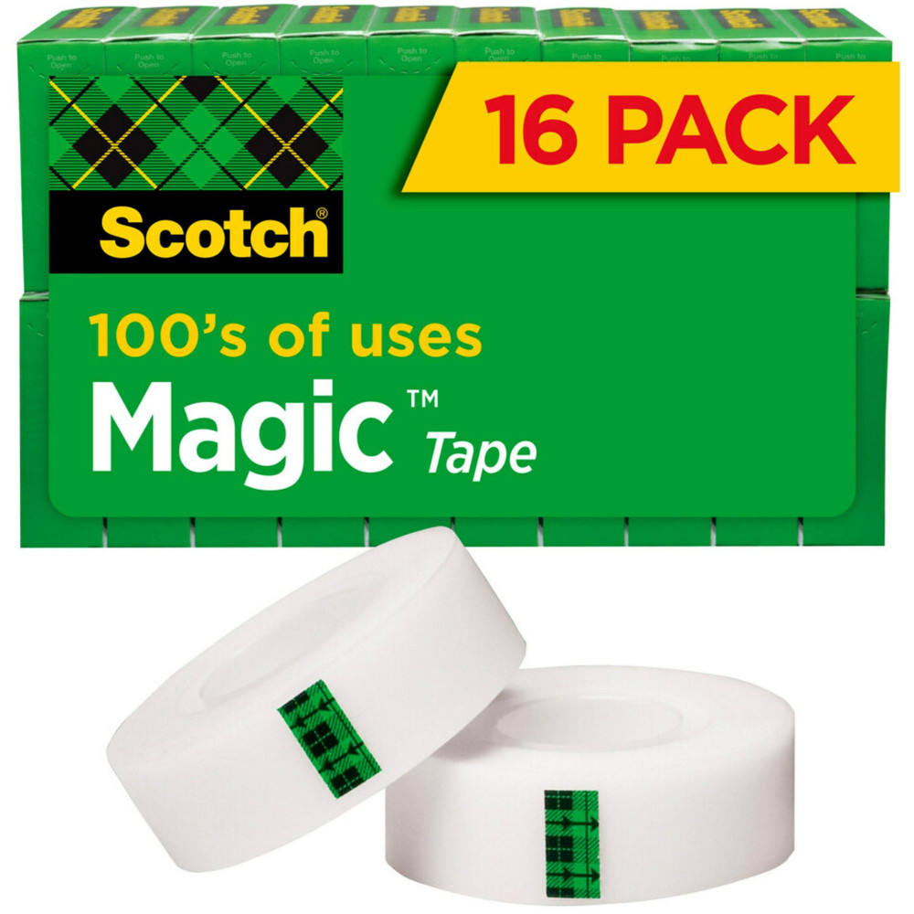 3M CO Scotch 810K16  Magic Tape, Invisible, 3/4 in x 1000 in, 16 Tape Rolls, Clear, Home Office and School Supplies