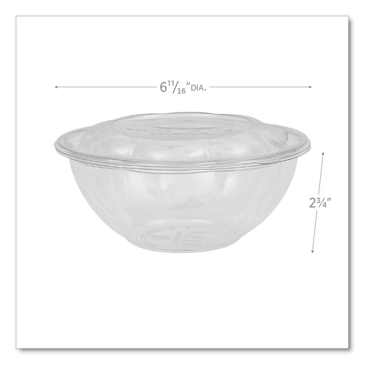 ECO-PRODUCTS,INC. EP-SB24 Renewable and Compostable Salad Bowls with Lids, 24 oz, Clear, Plastic, 50/Pack, 3 Packs/Carton