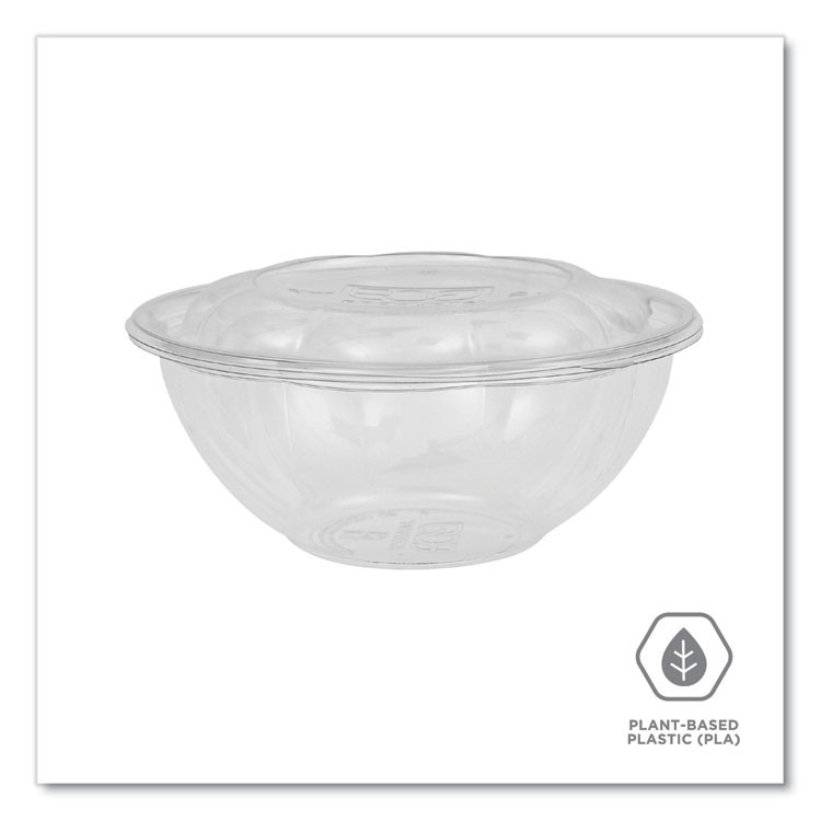 ECO-PRODUCTS,INC. EP-SB24 Renewable and Compostable Salad Bowls with Lids, 24 oz, Clear, Plastic, 50/Pack, 3 Packs/Carton