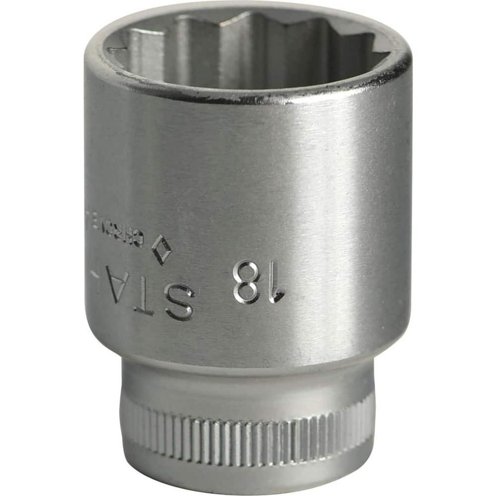 Stahlwille 02010018 Hand Sockets; Socket Type: Standard ; Drive Size: 3/8in (Inch); Socket Size (mm): 18 ; Drive Style: Hex ; Number Of Points: 12 ; Overall Length (Decimal Inch): 1.0700