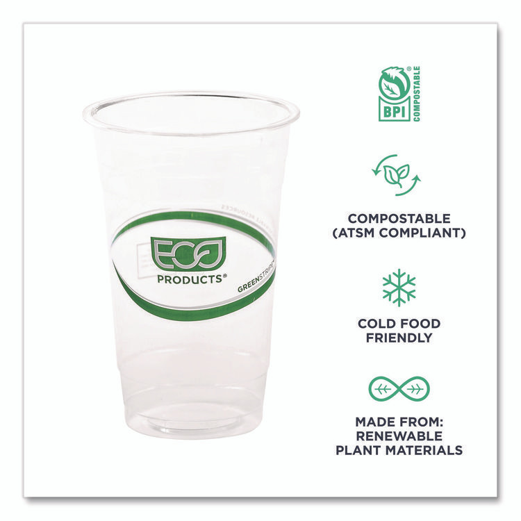 ECO-PRODUCTS,INC. EP-CC20-GS GreenStripe Renewable and Compostable Cold Cups, 20 oz, Plastic, Clear, 50/Pack, 20 Packs/Carton