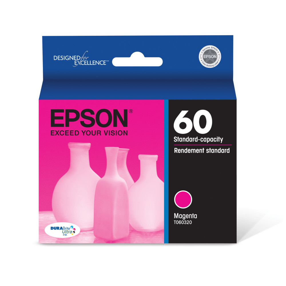 Compatible Epson models: Stylus:  C68,  C88,  C88+,  CX3800,  CX3810,  CX4200,  CX4800,  CX5800 F,  CX7800.  .  60 Ink Bold  Improved printing on glossy papersExcellent output for everyday plain paper documentsSmudge resistant, water resistant and fade resistant up to 100 yearsWide media support, including plain, matte and glossy papersConvenient individual ink cartridges  Yields up to 550 pages.  DuraBrite ink is built to last a long time - resists fading and provides bold colors that are vivid and photo-realistic.  Smudge-, fade- and water-resistant prints look brilliant on both plain and glossy photo papers. And resists light for up to 80 years!  Excellent for double-sided printing because inks donT bleed through.  Recycling solution - designed to encourage recycling, helping you divert materials from landfill.