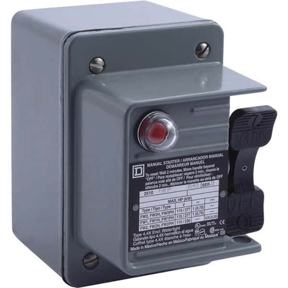 Square D 2510FW1PG 1 Pole, 16 Amp, NEMA, Enclosed Toggle Manual Motor Starter