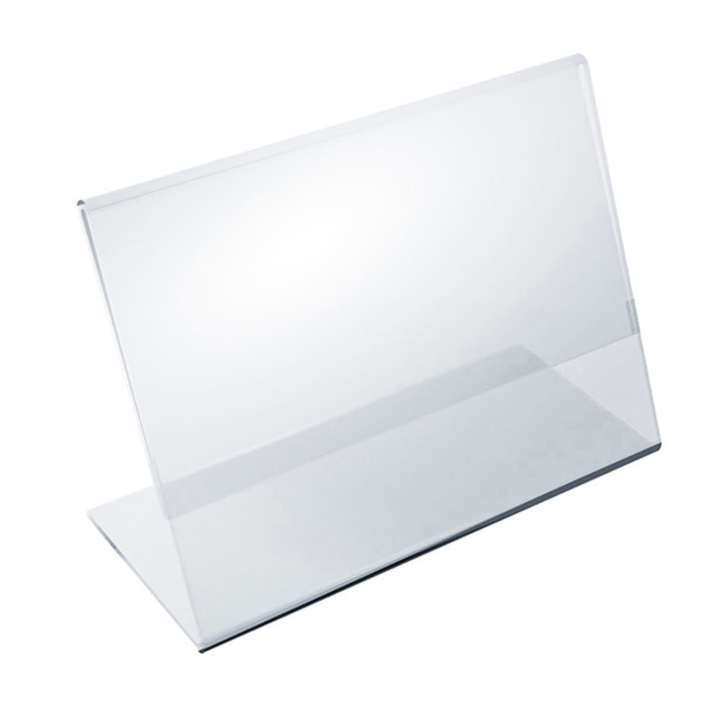 AZAR DISPLAYS 112759  Acrylic Horizontal L-Shaped Sign Holders, 3-1/2inH x 5-1/2inW x 3inD, Clear, Pack Of 10 Holders