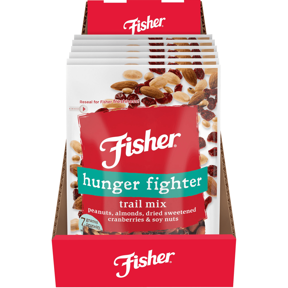 JOHN B. SANFILIPPO & SON, INC. P27183 Fisher Hunger Fighter Trail Mix - Trans Fat Free - Peanut, Almond, Dried Cranberries - 1 Serving Bag - 4 oz - 6 / Carton