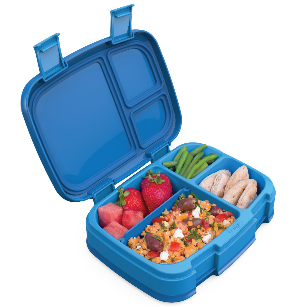 BEAR DOWN CONSULTING BGOFR-2B Bentgo Fresh 4-Compartment Bento-Style Lunch Box, 2-7/16inH x 7inW x 9-1/4inD, Blue