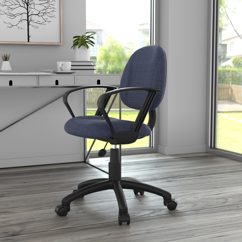 NORSTAR OFFICE PRODUCTS INC. Boss Office Products B317-BE  Fabric Deluxe Posture Task Chair With Loop Arms, Blue/Black