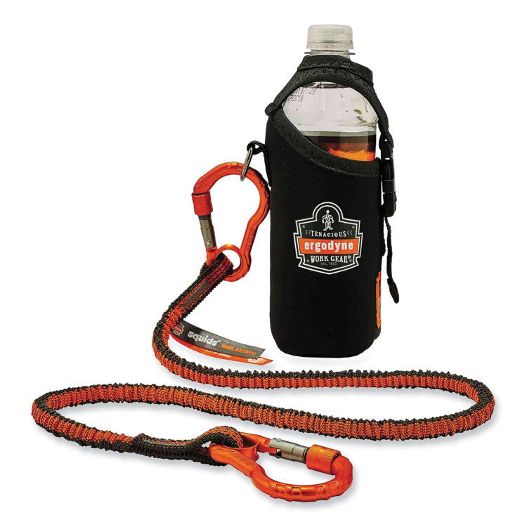 TENACIOUS HOLDINGS, INC. ergodyne® 19822 Squids 3110F(x) Tool Lanyard with Aluminum Carabiners, 10 lb Max Working Capacity, 38" to 48" Long, Orange/Gray