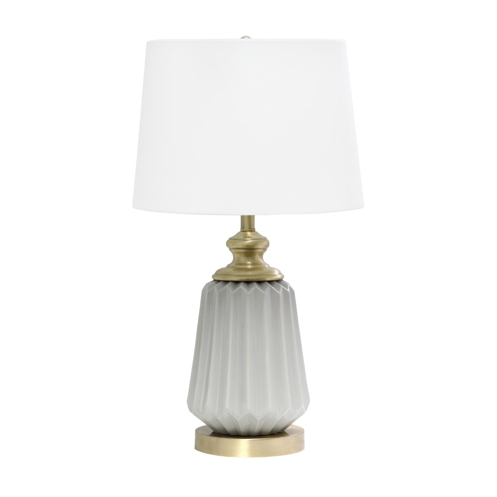 ALL THE RAGES INC Lalia Home LHT-4007-GY  Classic Fluted Ceramic And Metal Table Lamp, 25inH, White Shade/Gray Base