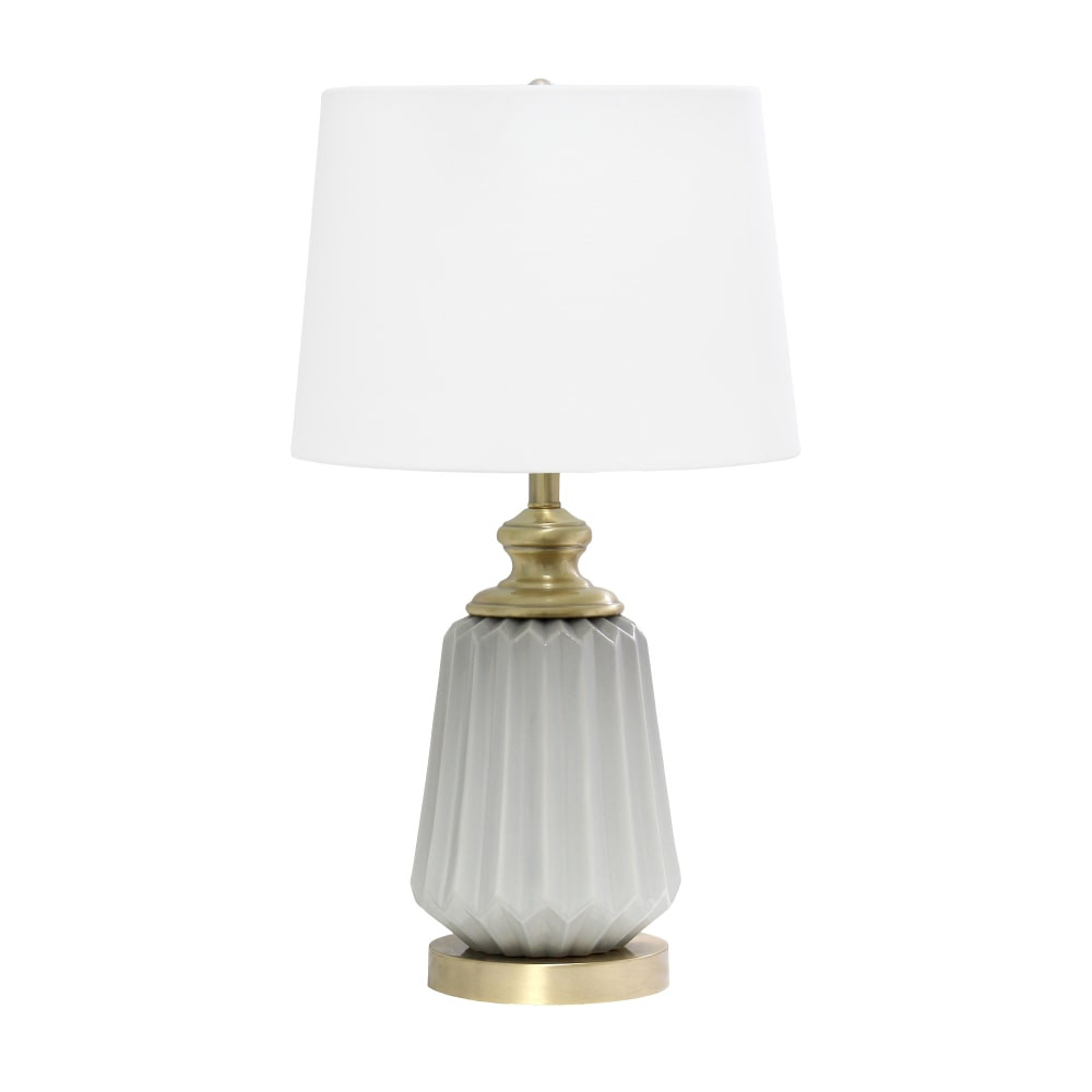 ALL THE RAGES INC LHT-4007-GY Lalia Home Classic Fluted Ceramic And Metal Table Lamp, 25inH, White Shade/Gray Base