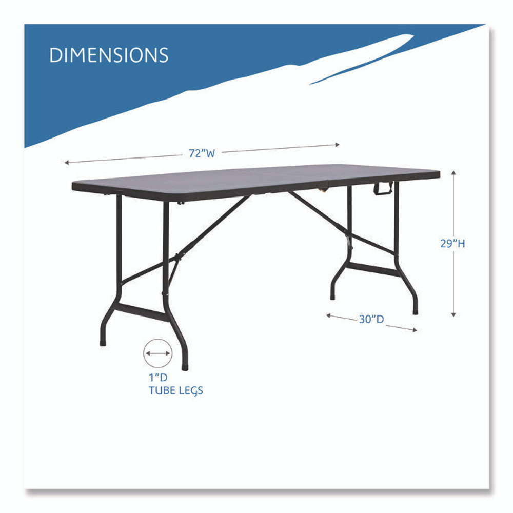 ICEBERG ENTERPRISES 65467 IndestrucTable Classic Bi-Folding Table, Rectangular, 30" x 72" x 29", Charcoal