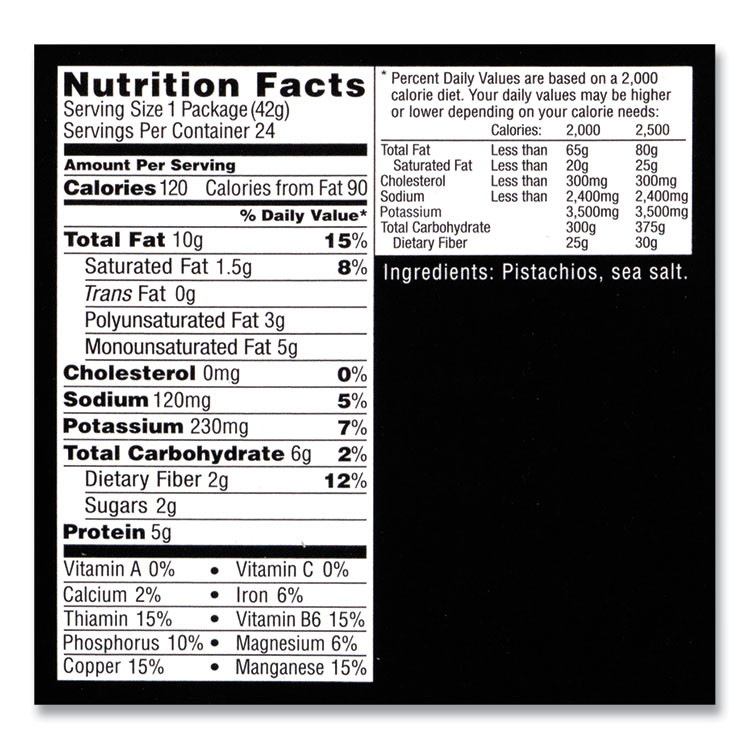 THE WONDERFUL COMPANY, LLC 22000784 Roasted and Salted Pistachios, 1.5 oz Bag, 24/Pack