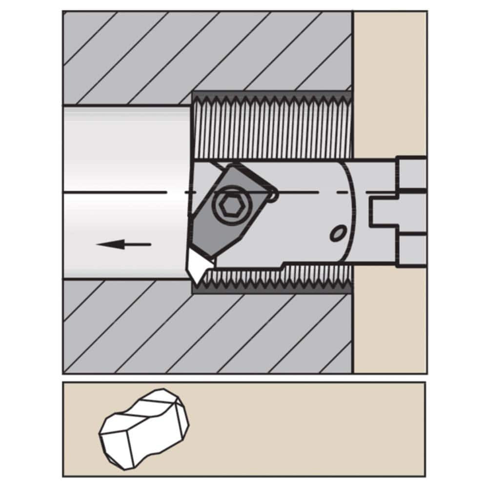 Widia 3641655 Indexable Threading Toolholders; Thread Type: Internal ; Hand of Holder: Left Hand ; Compatible Insert Size Code: 2 ; Shank Width/Diameter (mm): 12.00 ; Toolholder Style: MNNT ; Insert Compatibility: NG2R