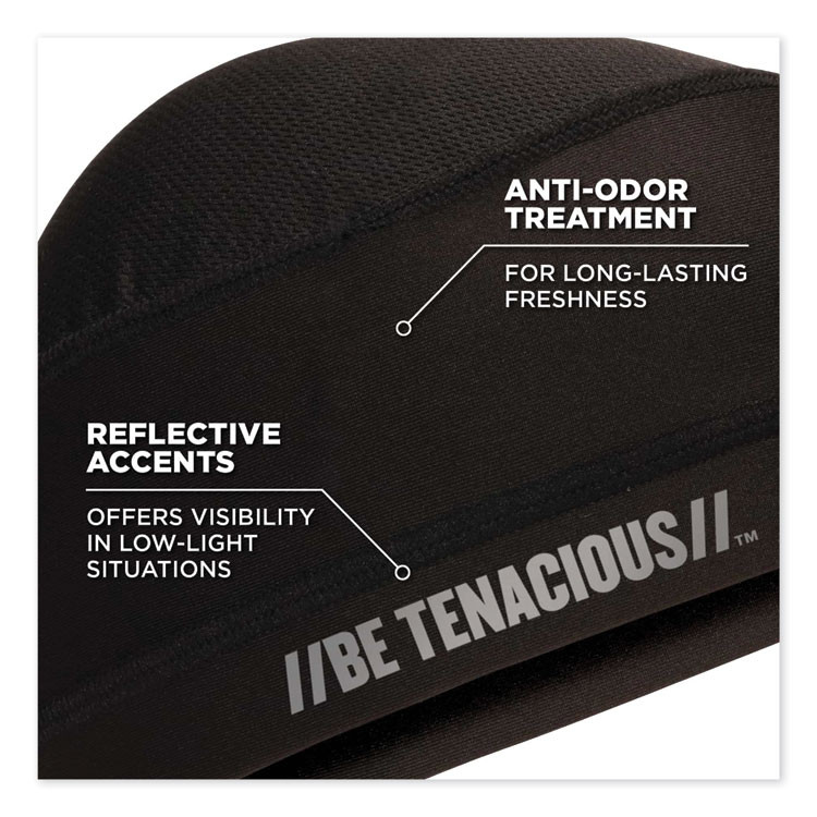 TENACIOUS HOLDINGS, INC. ergodyne® 12686 Chill-Its 6632 Performance Knit Cooling Skull Cap, Polyester/Spandex, One Size Fits Most, Black