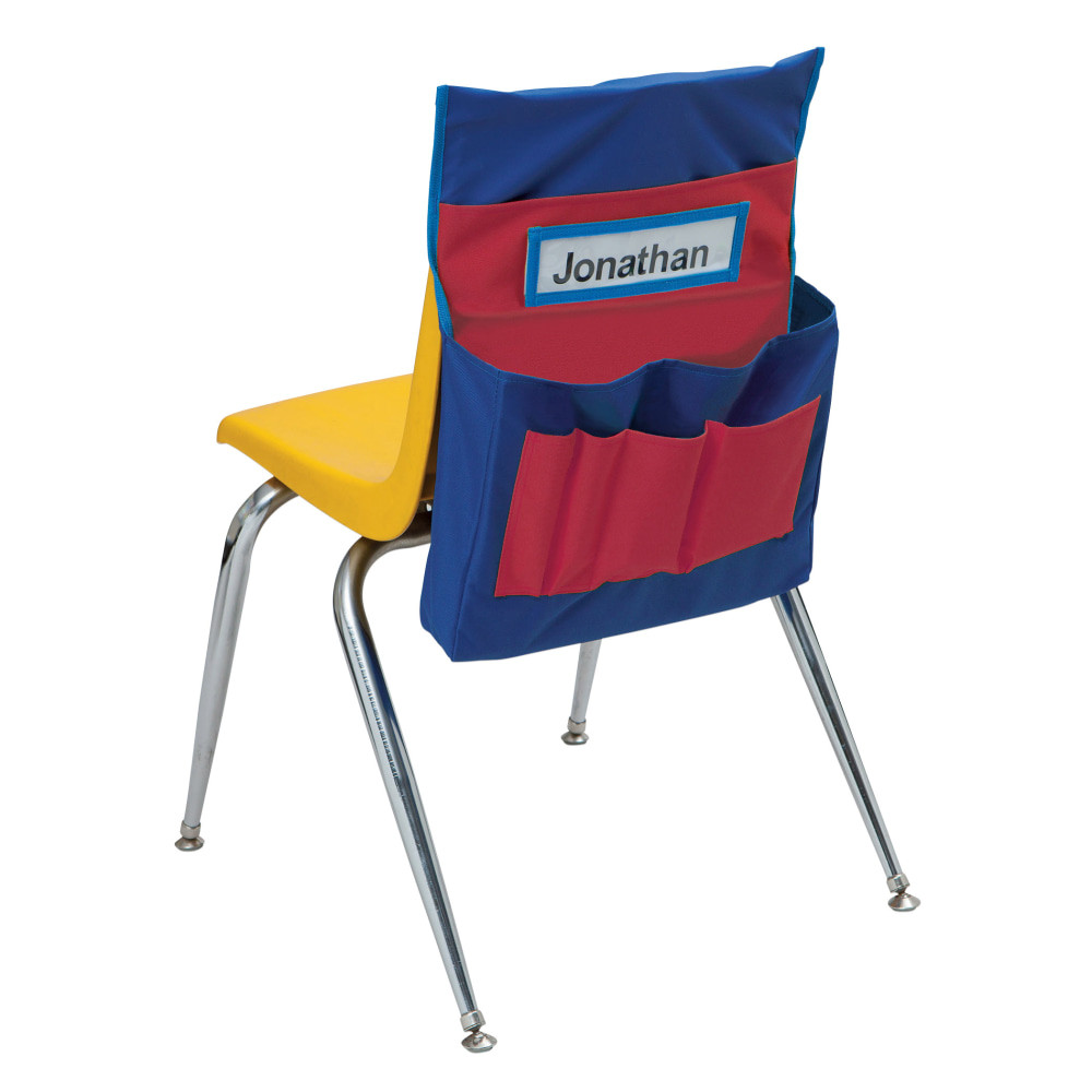 PACON CORPORATION 20060 Pacon Chair Storage Pocket Chart, Blue/Red, 18-1/2inH x 14-1/2inW x 2-1/2inD, 1 Chair Cover