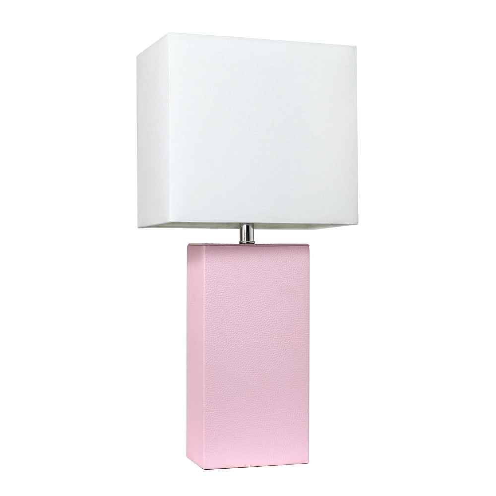 ALL THE RAGES INC Elegant Designs LT1025-BPK  Modern Leather Table Lamp, 21inH, White/Blush Pink