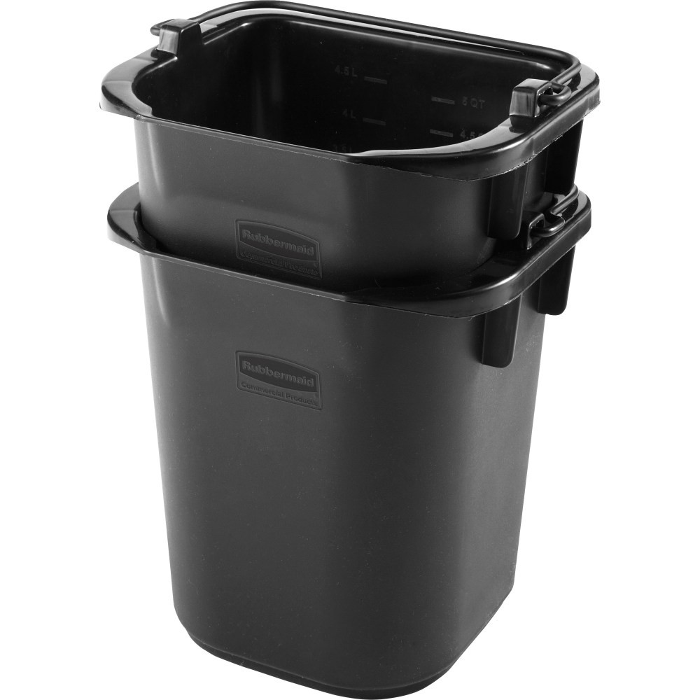 RUBBERMAID 1857378  Commercial Executive 5-quart Heavy-duty Pail - 1.25 gal - Heavy Duty, Durable, Molded Handle - 8.5in x 7.5in - Polypropylene - Black - 1 Each