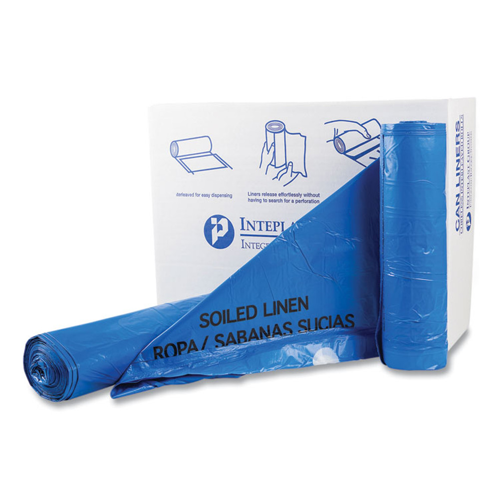 INTEGRATED BAGGING SYSTEMS Inteplast Group DTH3040B Draw-Tuff Institutional Draw-Tape Can Liners, Drawstring, 30 gal, 1 mil, 30.5" x 40", Blue, 25 Bags/Roll, 8 Rolls/Carton