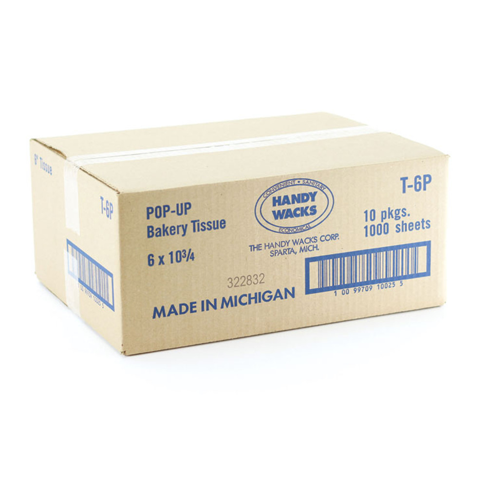 HANDY WACKS CORPORATION Wacks© T6P Bakery Pick-up Tissue Deli Sheets, 10.75 x 6, 1,000/Box, 10 Boxes/Carton