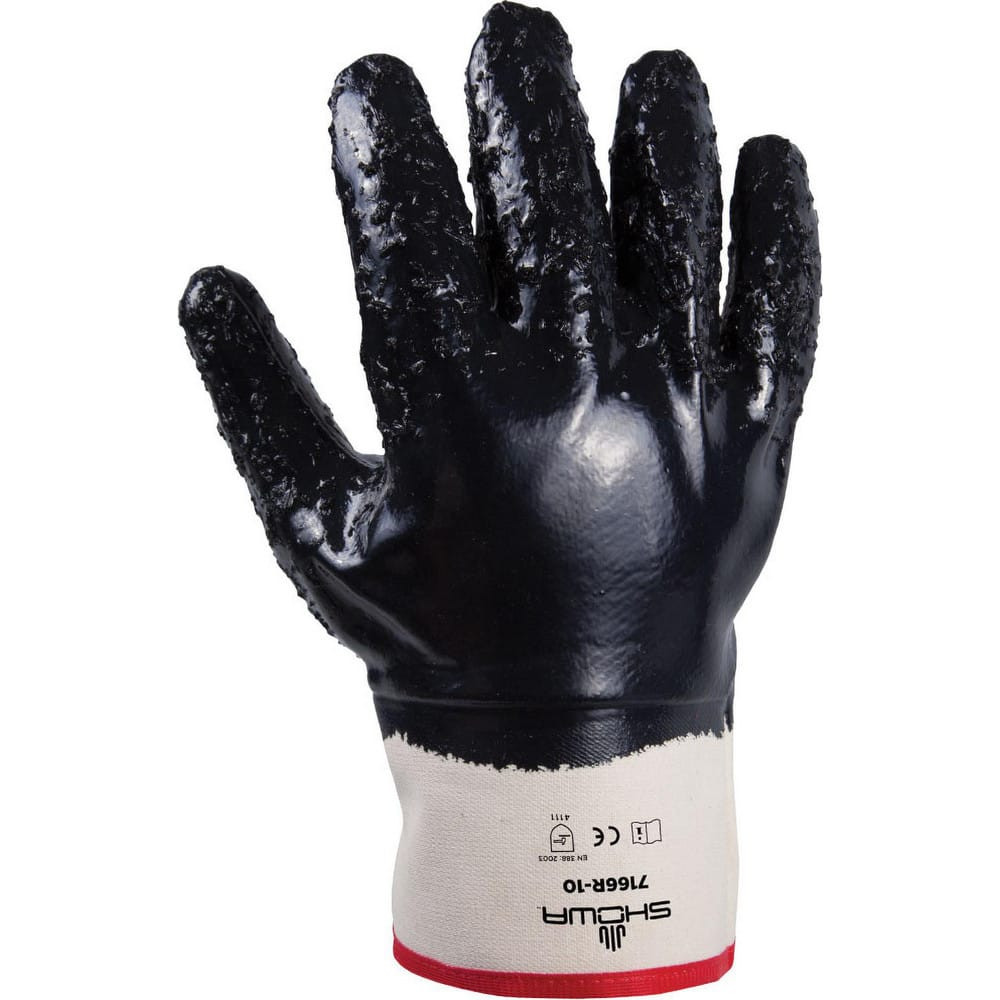 SHOWA 7166R-09 Work & General Purpose Gloves; Glove Type: General Purpose ; Application: Guttering Water Sewage Treatment ; Glove Material: Nitrile/Cotton ; Lining Material: Cotton Jersey ; Back Material: Nitrile ; Cuff Material: Cotton Jersey