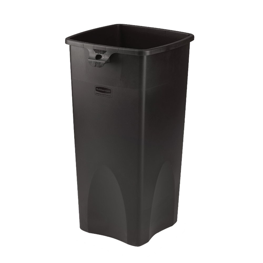 RUBBERMAID FG356988 BLA  Square Waste Containers, 23 Gallons, 31inH x 15 1/2inW x 16 1/2inD, Black
