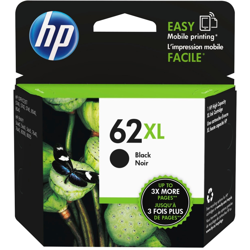 HP INC. HP C2P05AN  62XL Black High-Yield Ink Cartridge, C2P05AN