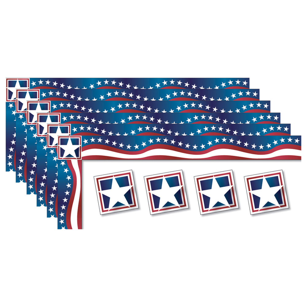 EDUCATORS RESOURCE North Star Teacher Resources NST4244-6  All Around The Board Trimmers, Stars & Stripes, 43' Per Pack, Set Of 6 Packs
