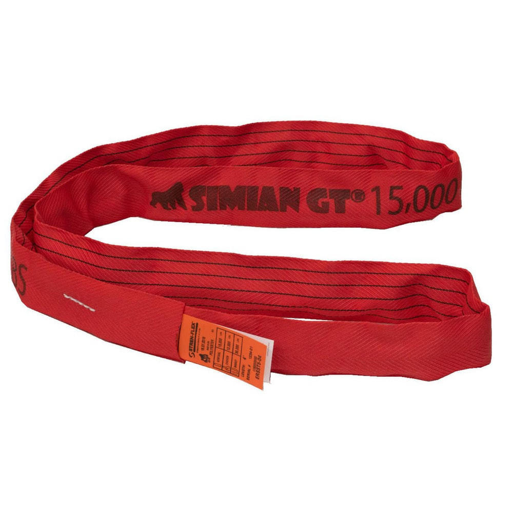 Stren-Flex ERSST5-04 Round Sling: 2.7" Wide, 4' Long, 15,000 lb Vertical, 12,000 lb Choker, 30,000 lb Basket, Polyester