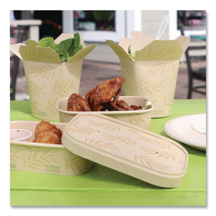 WORLD CENTRIC CTLNT16 Paper Lids for Containers, 4.7 x 6.8 x 0.8, Natural, Paper, 300/Carton