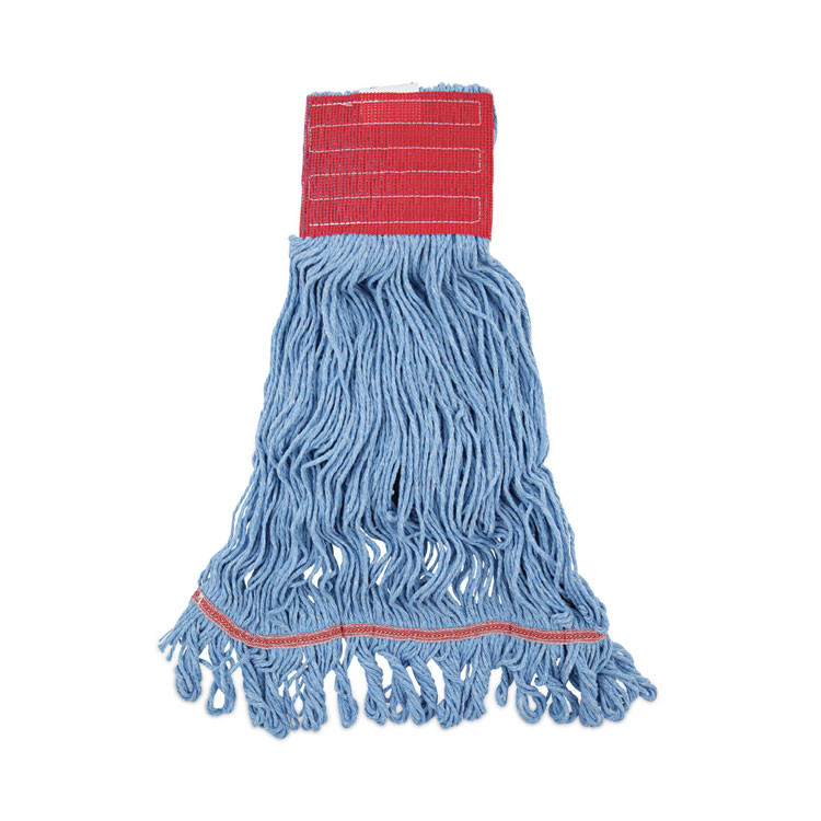 BOARDWALK 1800LBDZ Pro Loop Web/Tailband Mop Head, Cotton/Polyester/Rayon, Large, Blue, 12/Carton