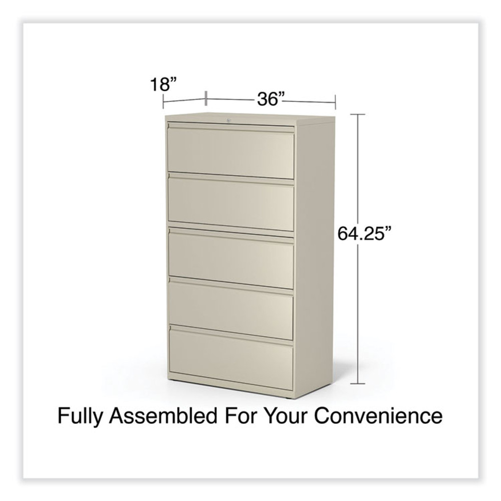 ALERA HLF3667PY Lateral File, 5 Legal/Letter/A4/A5-Size File Drawers, Putty, 36" x 18.63" x 67.63"