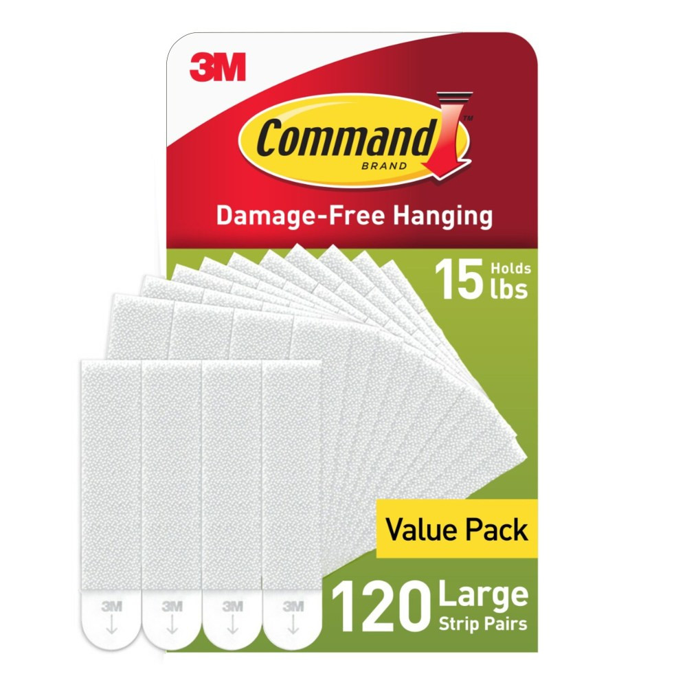 3M CO 17206-S120NA Command Large Picture Hanging Strips, 120 White Adhesive Strip Pairs (240 Strips), Damage Free Hanging Picture Hangers, No Tools Wall Hanging Strips For Living Spaces