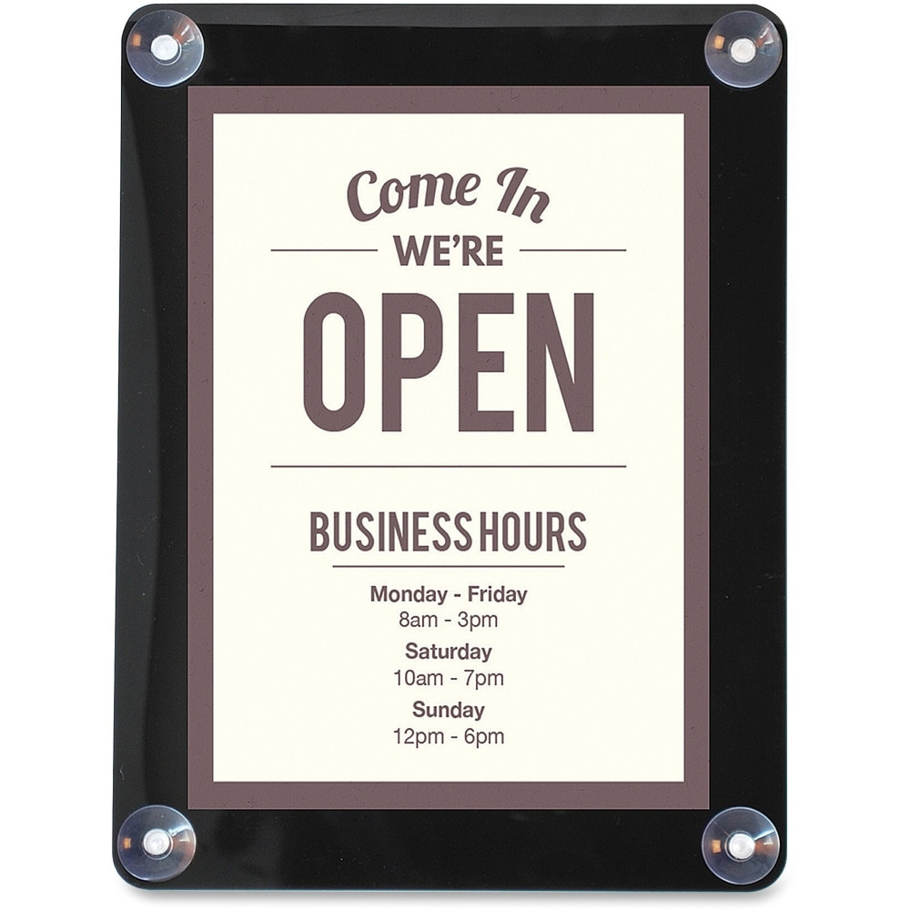 DEFLECT-O CORPORATION 899102 deflecto Double-sided Window Display Sign - 1 Each - Come in, we are open Print/Message - 8.5in Width x 11in Height - Rectangular Shape - UV Resistant, Heat Resistant, Double-sided - Clear