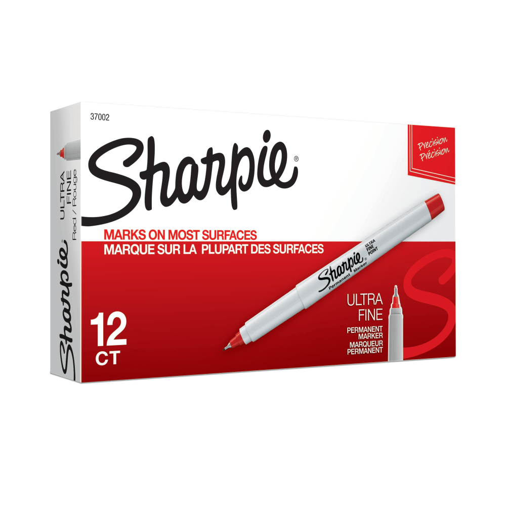 NEWELL BRANDS INC. 37002 Sharpie Permanent Ultra-Fine Point Markers, Red, Pack of 12 Markers