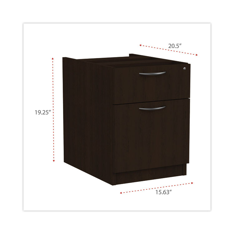 ALERA VA552222ES Alera Valencia Series Hanging Pedestal File, Left/Right, 2-Drawers: Box/File, Legal/Letter, Espresso, 15.63" x 20.5" x 19.25"